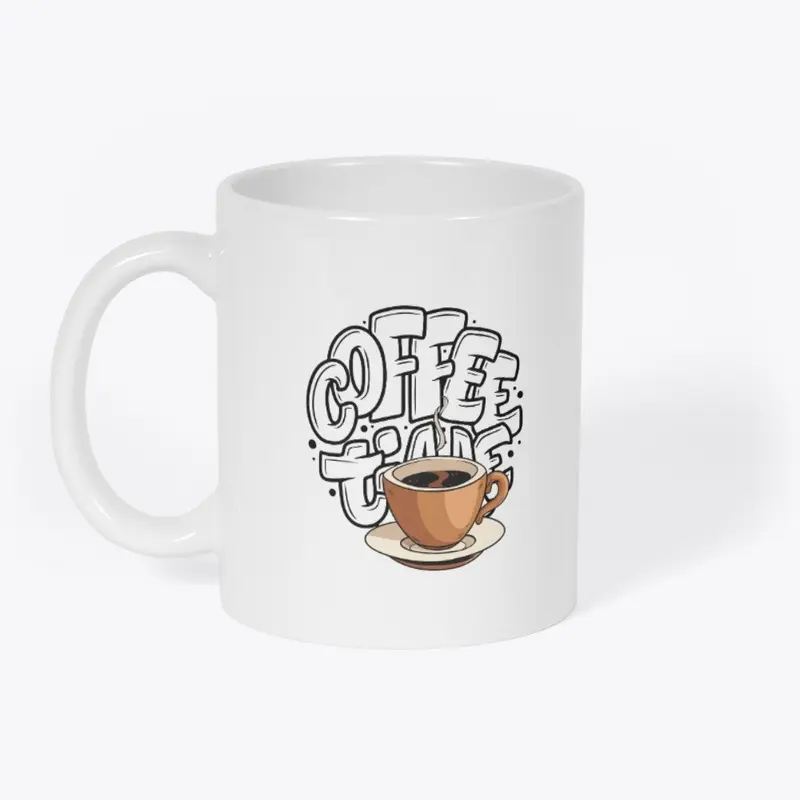 Black brown illustration coffee mug